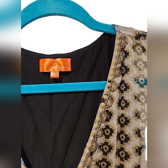 Hale Bob Cabana Silk Embellished Tunic Top, Bohemian, Festival Vibes |  S - Picture 2 of 11